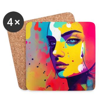 Abstrakte Kunst - Untersetzer (4er-Set) - Weiß - Vorne