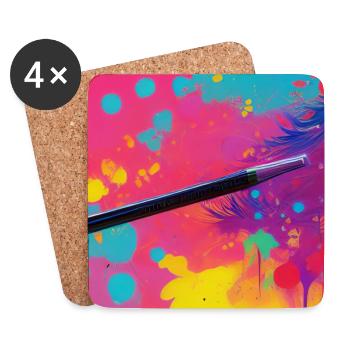 Abstrakte Kunst - Untersetzer (4er-Set) - Weiß - Vorne