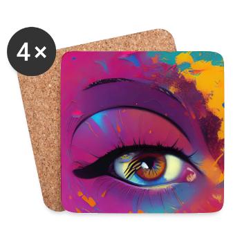 Abstrakte Kunst - Untersetzer (4er-Set) - Weiß - Vorne