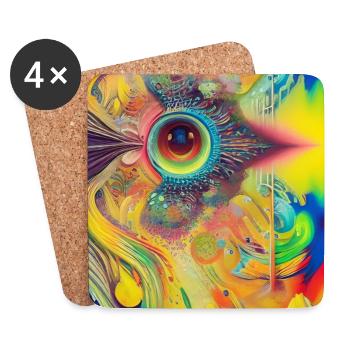 Abstrakte Kunst - Untersetzer (4er-Set) - Weiß - Vorne