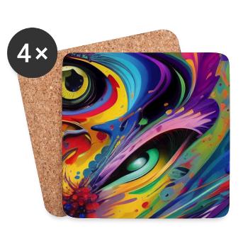 Abstrakte Kunst - Untersetzer (4er-Set) - Weiß - Vorne
