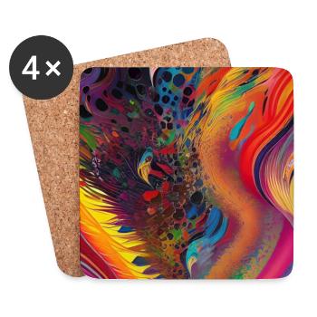 Abstrakte Kunst - Untersetzer (4er-Set) - Weiß - Vorne