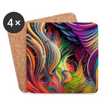 Abstrakte Kunst - Untersetzer (4er-Set) - Weiß - Vorne