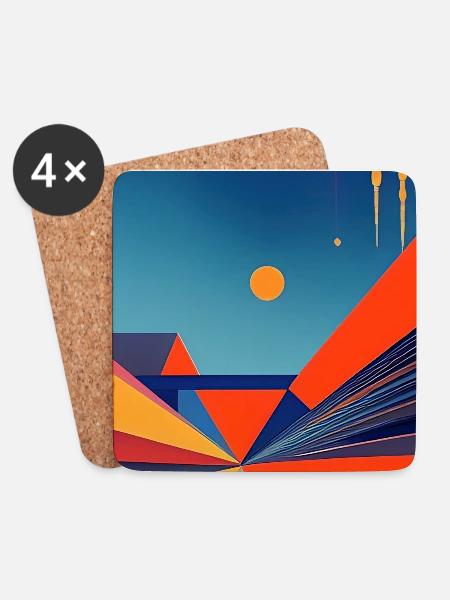 Abstrakte Kunst - Untersetzer (4er-Set) - Weiß