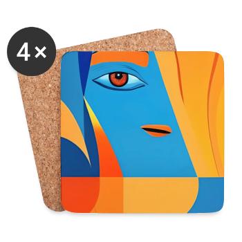 Abstrakte Kunst - Untersetzer (4er-Set) - Weiß - Vorne
