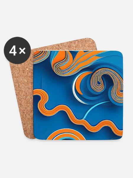 Abstrakte Kunst - Untersetzer (4er-Set) - Weiß