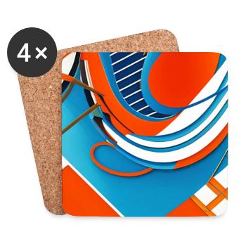 Abstrakte Kunst - Untersetzer (4er-Set) - Weiß - Vorne