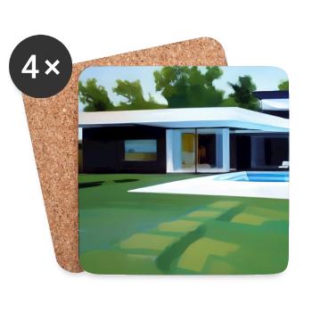 Weiße Villa mit Pool - Untersetzer (4er-Set) - Weiß - Vorne