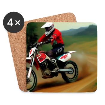 Motocross Fahren - Untersetzer (4er-Set) - Weiß - Vorne