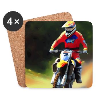 Motocross Fahren - Untersetzer (4er-Set) - Weiß - Vorne