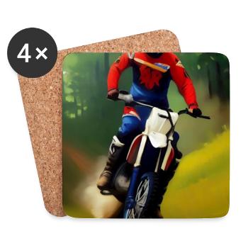 Motocross Fahren - Untersetzer (4er-Set) - Weiß - Vorne