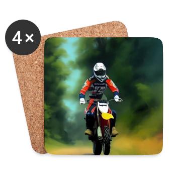 Motocross Fahren - Untersetzer (4er-Set) - Weiß - Vorne
