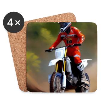 Motocross Fahren - Untersetzer (4er-Set) - Weiß - Vorne
