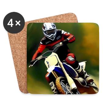 Motocross Fahren - Untersetzer (4er-Set) - Weiß - Vorne