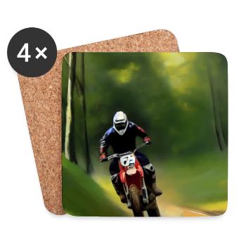 Motocross Fahren - Untersetzer (4er-Set) - Weiß - Vorne
