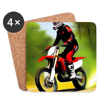 Motocross Fahren - Untersetzer (4er-Set) - Weiß - Vorne