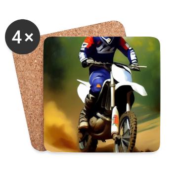 Motocross Fahren - Untersetzer (4er-Set) - Weiß - Vorne