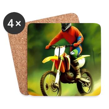 Motocross Fahren - Untersetzer (4er-Set) - Weiß - Vorne