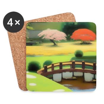Chinesischer Zen Garten - Untersetzer (4er-Set) - Weiß - Vorne