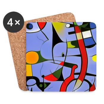 Abstrakte Kunst - Untersetzer (4er-Set) - Weiß - Vorne