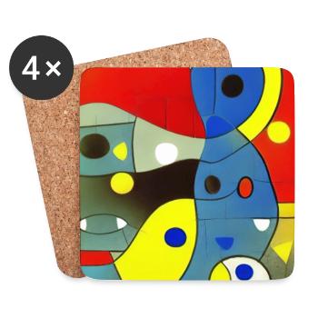 Abstrakte Kunst - Untersetzer (4er-Set) - Weiß - Vorne