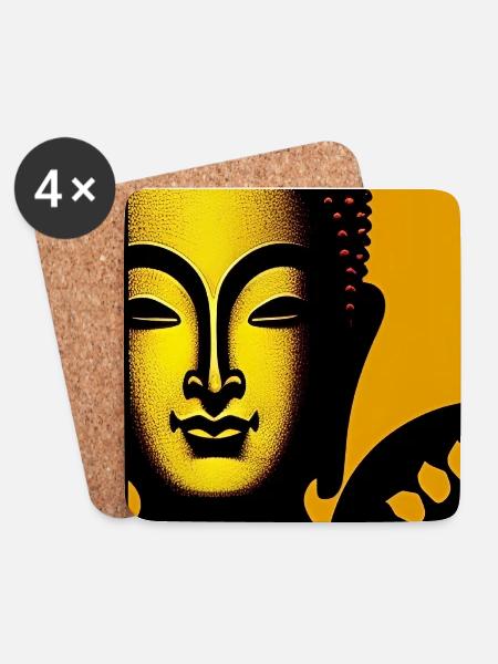 Goldener Buddha - Untersetzer (4er-Set) - Weiß
