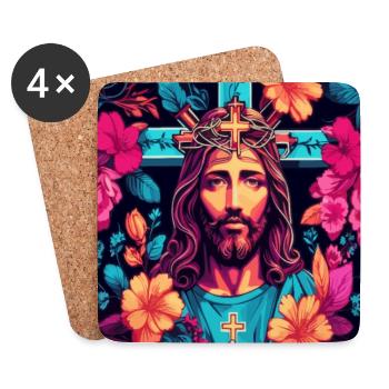 Jesus Christus - Untersetzer (4er-Set) - Weiß - Vorne