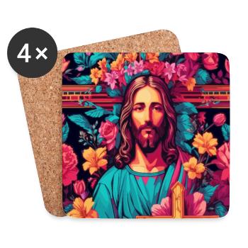 Jesus Christus - Untersetzer (4er-Set) - Weiß - Vorne