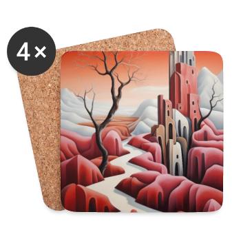 Verschneite Fantasielandschaft - Untersetzer (4er-Set) - Weiß - Vorne