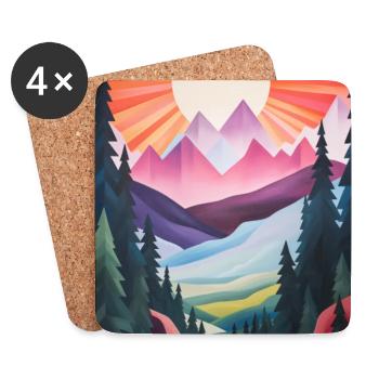Berglandschaft mit Sonnenuntergang - Untersetzer (4er-Set) - Weiß - Vorne