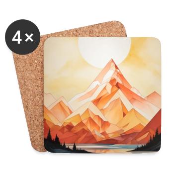 Berglandschaft mit Sonnenuntergang - Untersetzer (4er-Set) - Weiß - Vorne