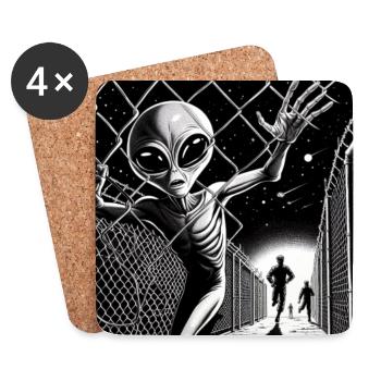 Area51 Alien-Flucht - Untersetzer (4er-Set) - Weiß - Vorne