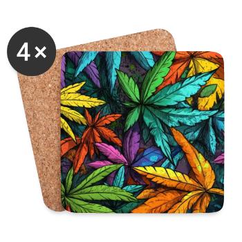Kaleidoskop bunte Blattmotive - Untersetzer (4er-Set) - Weiß - Vorne