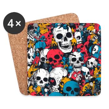 Bunte Totenkopf-Kaleidoskop - Untersetzer (4er-Set) - Weiß - Vorne