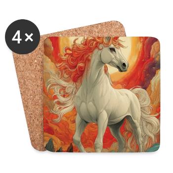 Feuerhimmel Einhorn - Untersetzer (4er-Set) - Weiß - Vorne