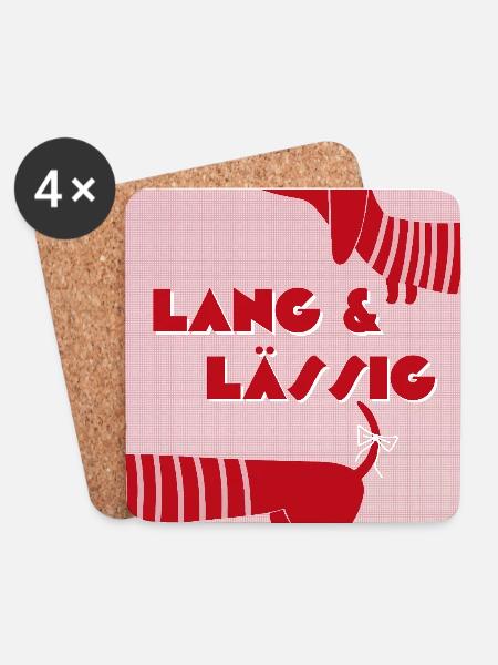 Dackel lang & lässig rot-rosa, Retro-Style - Untersetzer (4er-Set) - Weiß