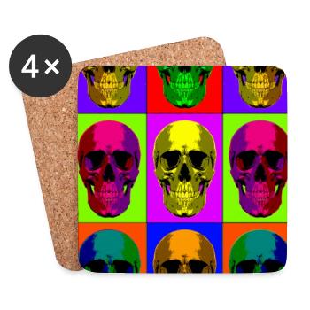 Color Skulls – Deadly Pop Art, Tot, aber trendy - Untersetzer (4er-Set) - Weiß - Vorne
