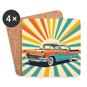 Retro Cruiser - Untersetzer (4er-Set) - Weiß - Vorne