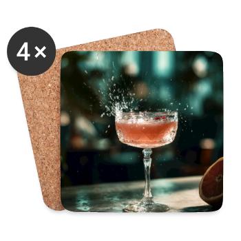 Rosa Cocktail Splash im Coupe-Glas - Untersetzer (4er-Set) - Weiß - Vorne