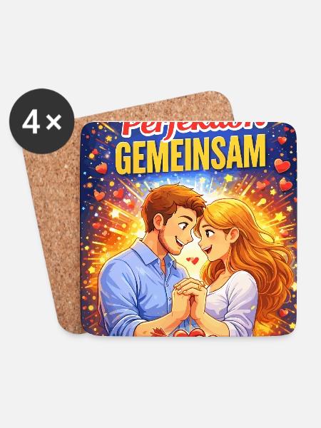 Perfektion Gemeinsam Pärchenliebe - Untersetzer (4er-Set) - Weiß