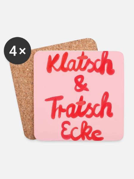 Klatsch & Tratsch - rosa rot - Untersetzer (4er-Set) - Weiß