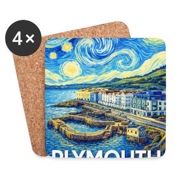 Plymouth England Küsten-Impression - Untersetzer (4er-Set) - Weiß - Vorne
