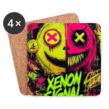 Xenon-Signal-Graffiti - Untersetzer (4er-Set) - Weiß - Vorne