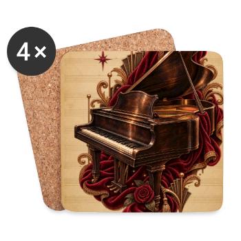 Vintage Klavier im Theater - Untersetzer (4er-Set) - Weiß - Vorne