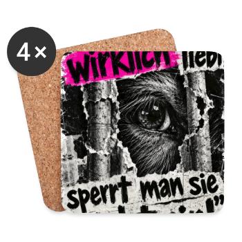 Tiere nicht einsperren - Untersetzer (4er-Set) - Weiß - Vorne