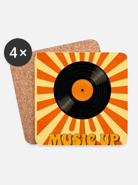 Gestapelte Retro-Lautsprecher steigen mit musikalischer Energie - Untersetzer (4er-Set) - Weiß