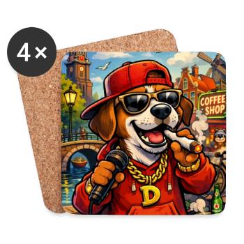 Amsterdam Dog Rapper - Untersetzer (4er-Set) - Weiß - Vorne