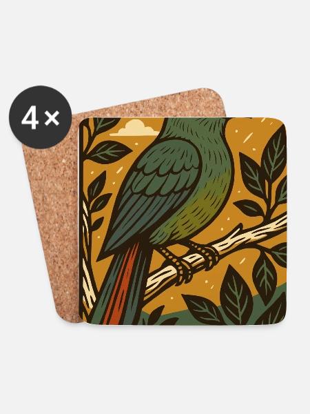Knysna Turaco Vintage Vogelbeobachtung Kunstwerk - Untersetzer (4er-Set) - Weiß