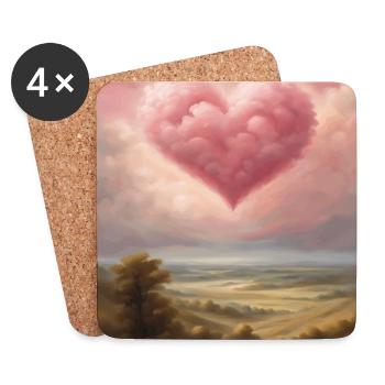 Herzwolke am Abend - Untersetzer (4er-Set) - Weiß - Vorne