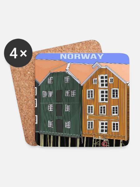 Trondheim Norwegen - Untersetzer (4er-Set) - Weiß